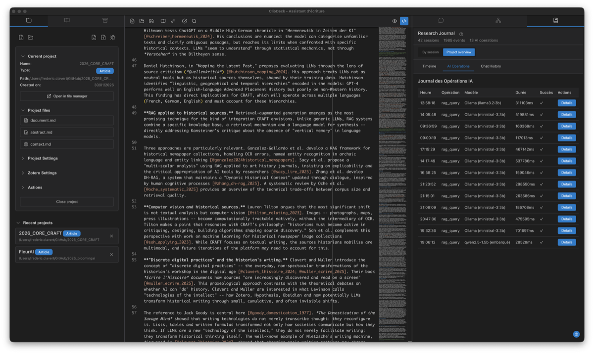 ClioDeck screenshot (dark)